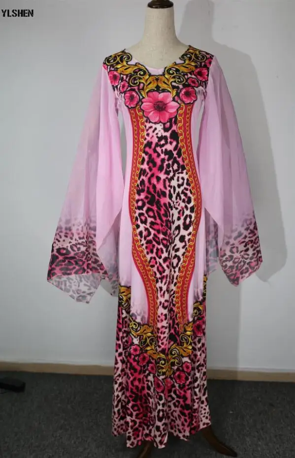Style4 Color2 Новые африканские платья для женщин с принтом Дашики африканская одежда Базен Riche сексуальное тонкое платье с рюшами на рукавах длинное Африканское платье макси для женщин - Цвет: Style4 Color2