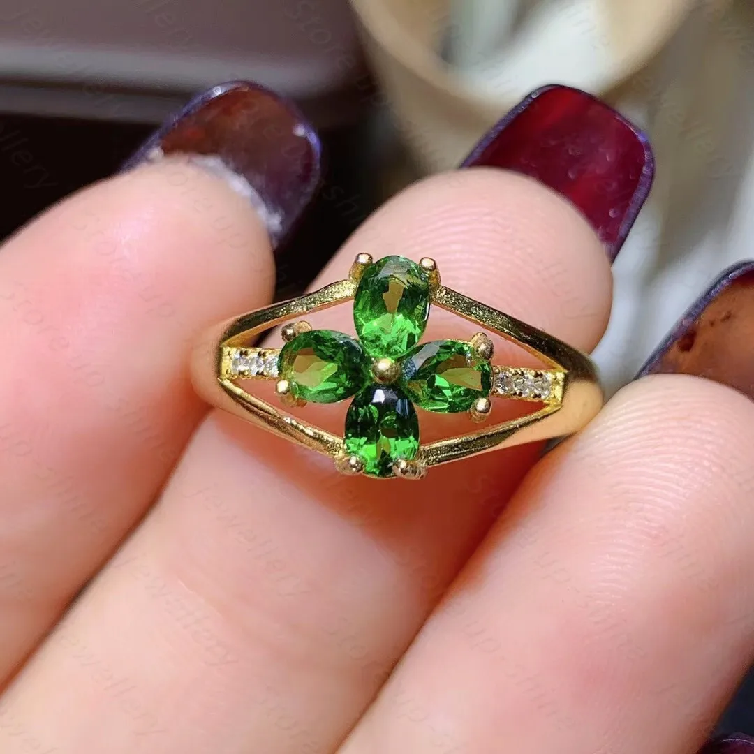 Натуральный кольцо с цаворитом 925 серебро Для женщин свежий простой и