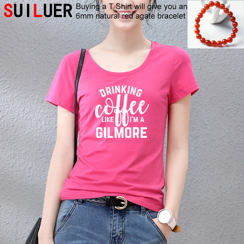 

Drinking Coffee Like A Gilmore Slogan Women Tshirt Slim Fit Cotton T-Shirts Girls Fashion T Shirts Casual Tops Tees SL-590-6