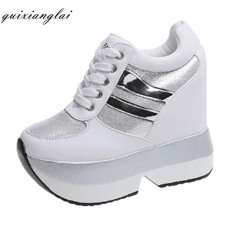 Женские туфли на толстой подошве повседневные очень высоком каблуке 12 см с