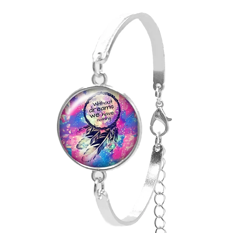 Новинка 2019 хит продаж цветной браслет с перьями со сном стеклянный выпуклый