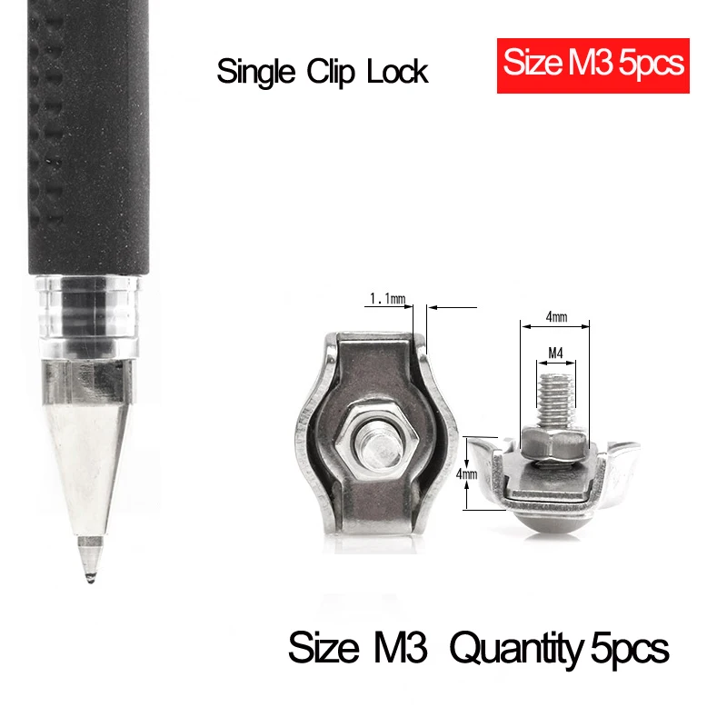 304 # трос из нержавеющей стали с одним зажимом патрон замок зажим для кабеля