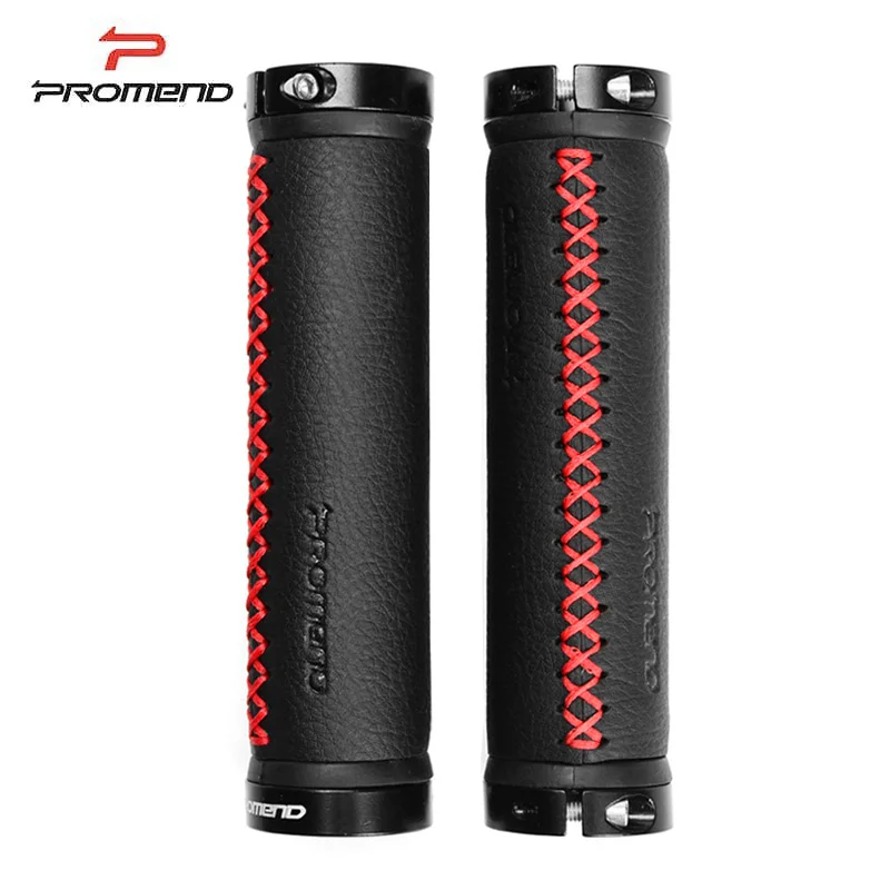 Black red PROMEND велосипедные ручки, велосипедные ручки, Нескользящие, удобные, волокнистые, кожаные, Mtb ручки, велосипедные ручки, велосипедные части - Цвет: Black red