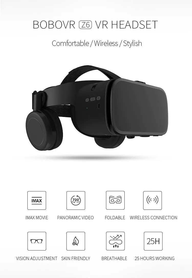 Беспроводные Bluetooth 3D очки виртуальной реальности BOBO VR Z6 для смартфона стерео