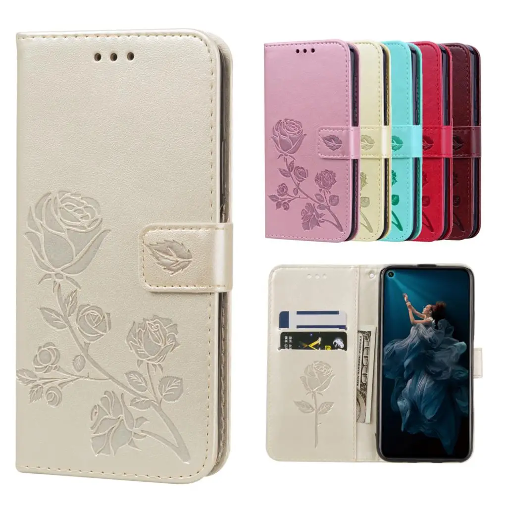 Кожаный чехол с объемным цветком для Huawei Honor 7A 20 pro 9 10 lite книжка бумажником Samsung A10