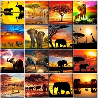 elephant oil paint by numbers adult with frame animal kit landscape diy handpainted coloring painted art picture for home decor