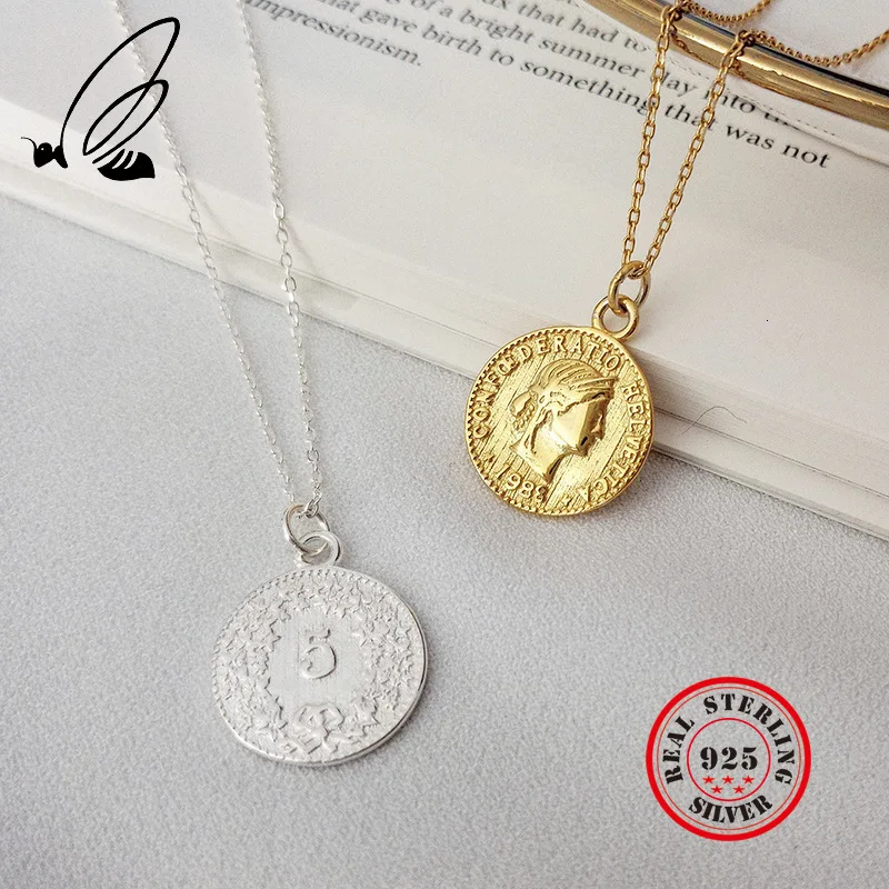 

S'STEEL 925 Sterling Silver Pendant Necklace Dollar Coin Gold Collar Plata De Ley Mujer Gifts For Women Bijoux Femme Jewelry