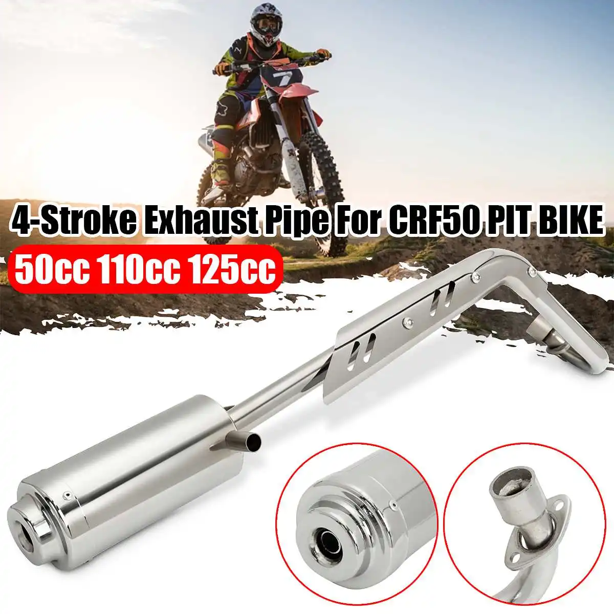 Металлическая хромированная выхлопная труба 4-тактный глушитель для Honda CFR50
