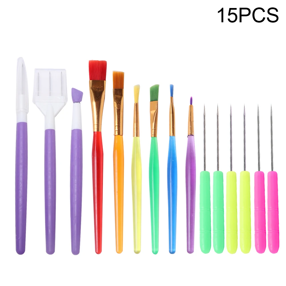 

15pcs Cake Decorating Tool Set Painting Cookie Brushes Accessories Stir Scriber Needle Fondant Baking Craft DIY Kitchen Sugar