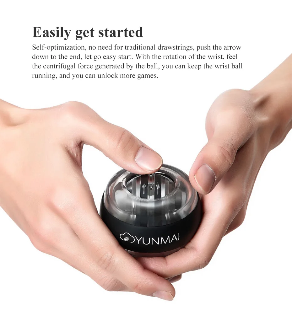 Xiaomi YunMai шар для разминки запястий светодиодный Gyroball Essential Spinner Гироскопический тренажер для предплечья гироскопа мяч
