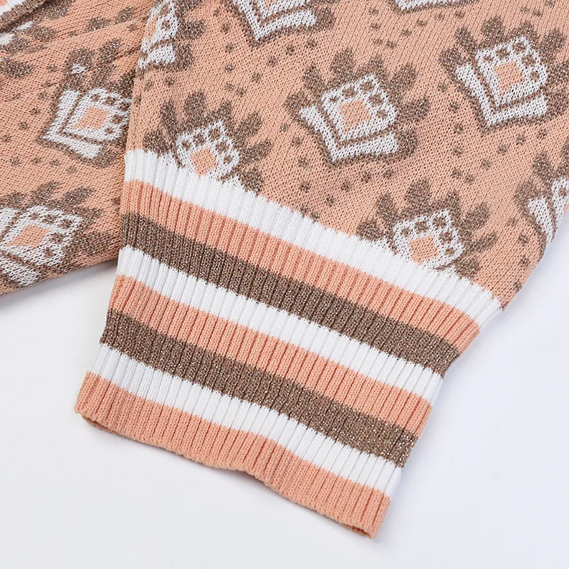 

2021 Summer New Women's Cardigan V-neck Short Sleeve Contrast Color T-shirt Striped Jacquard Loose-Fitting Thin Knitted Tops