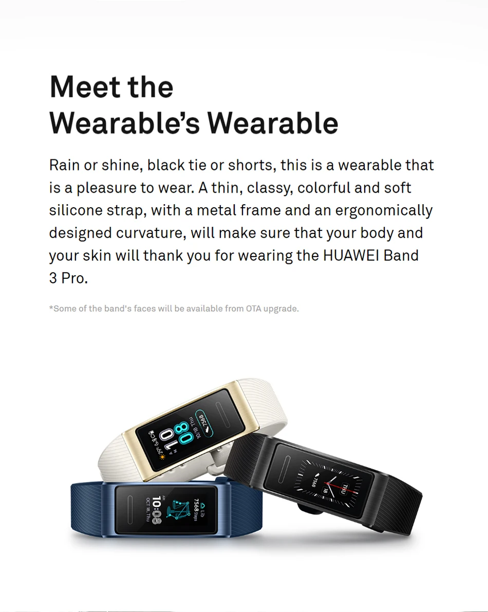 Смарт-браслет huawei Band 3 Pro gps, металлический Amoled 0,95 ', Полноцветный сенсорный экран, датчик сердечного ритма, датчик сна