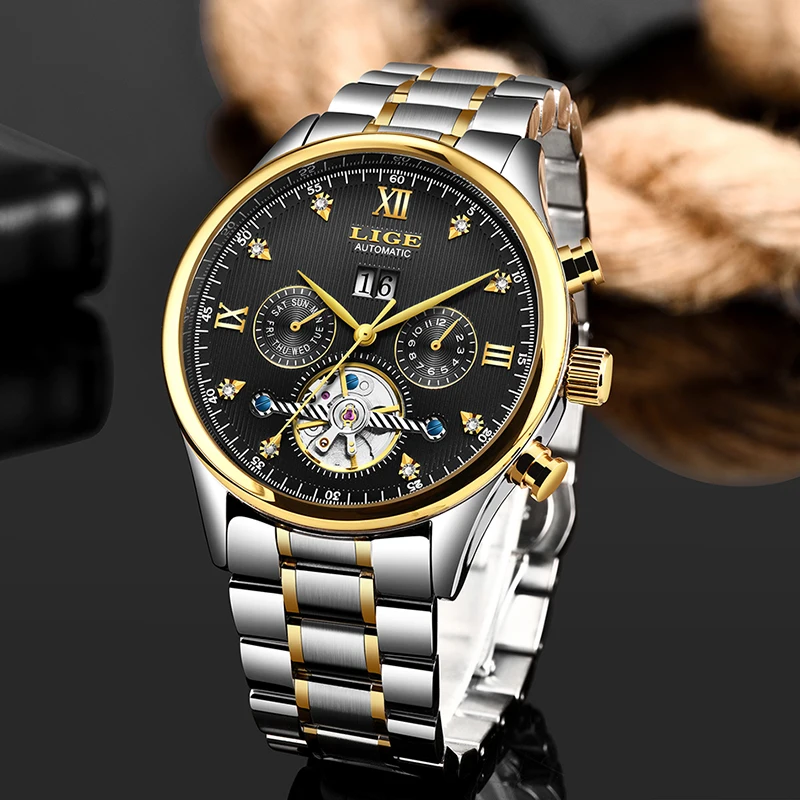 Новые деловые мужские часы наручные Топ люксовый бренд LIGE Tourbillon спортивные