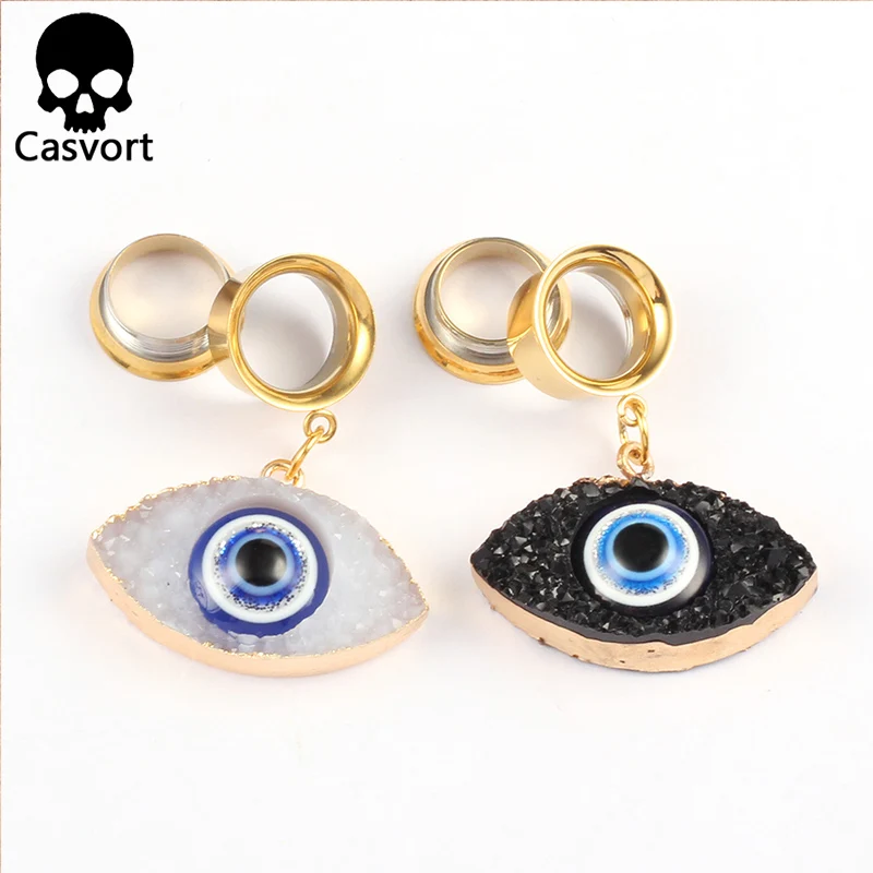 Casvort 2 шт. пирсинг смолы глаз болтаются золотые беруши и туннели ювелирные изделия для тела винт ушные датчики пара расширитель