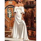 Женское банкетное платье, белое Элегантное Длинное вечерние платье без бретелек, с рукавами-фонариками, для подружки невесты, приталенное платье макси, весна 2021