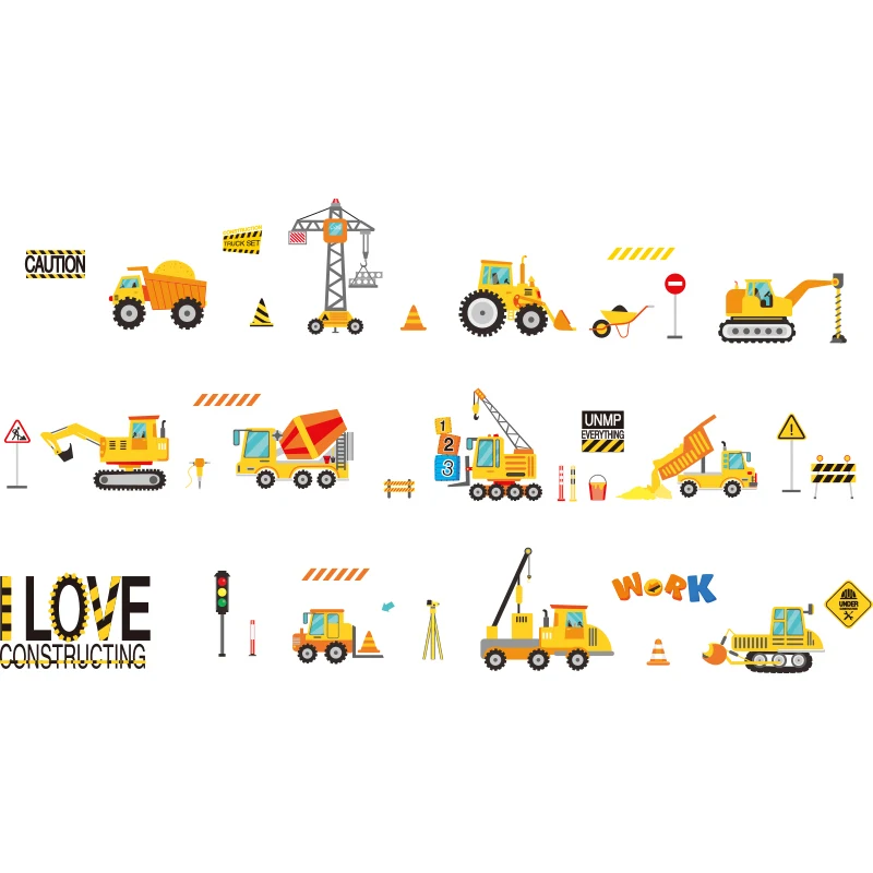 

Street Light Height Measure Wall Stickers DIY Engineering Vehicle Cars Wall Decals for Kids Rooms Baby Bedroom Home Decoration