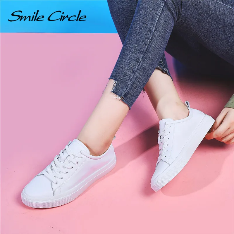 Женские кроссовки на платформе Smile Circle повседневная обувь из натуральной кожи с