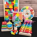 Деревянные игрушки Монтессори QWZ, Детская обучающая игрушка, разноцветные деревянные блоки для детей, развивающая игрушка