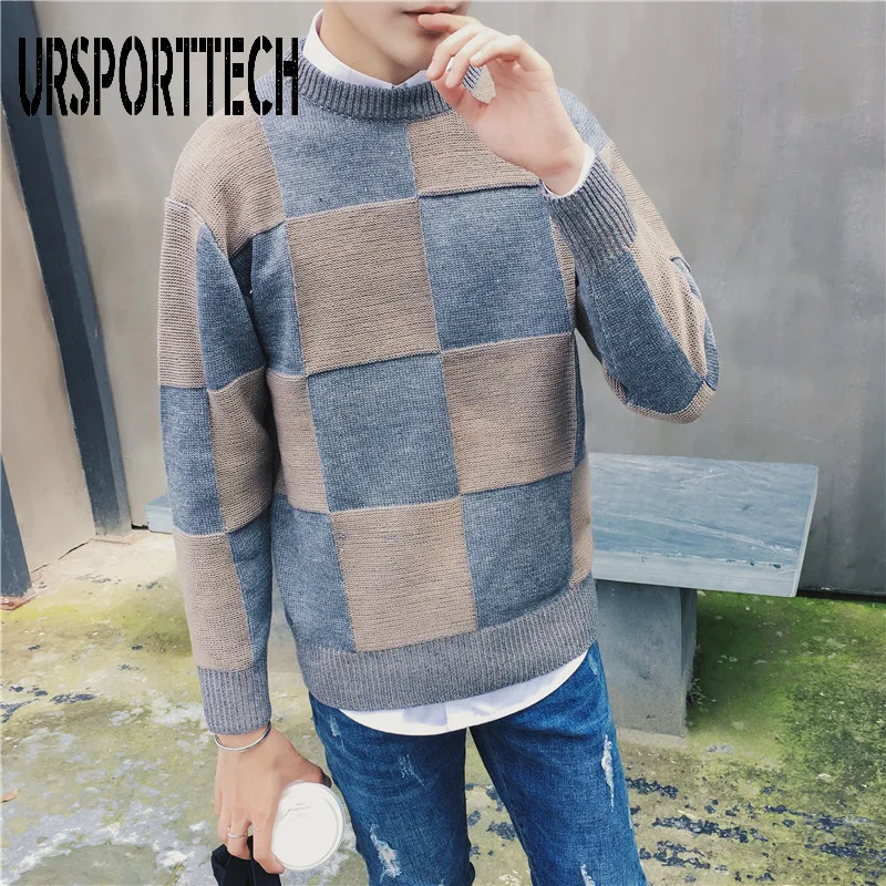 Новый бренд осень зима Лоскутные Свитера мужские повседневные свободные большие