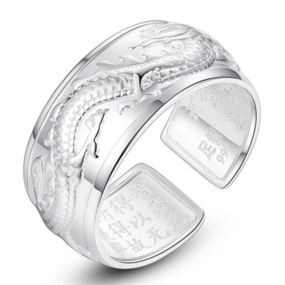 

Domineering Open Adjustable Men's RingNew Silver Original Flying Dragon Japanese Big Non-Mosaic Aristocratic Ring Wholesale
