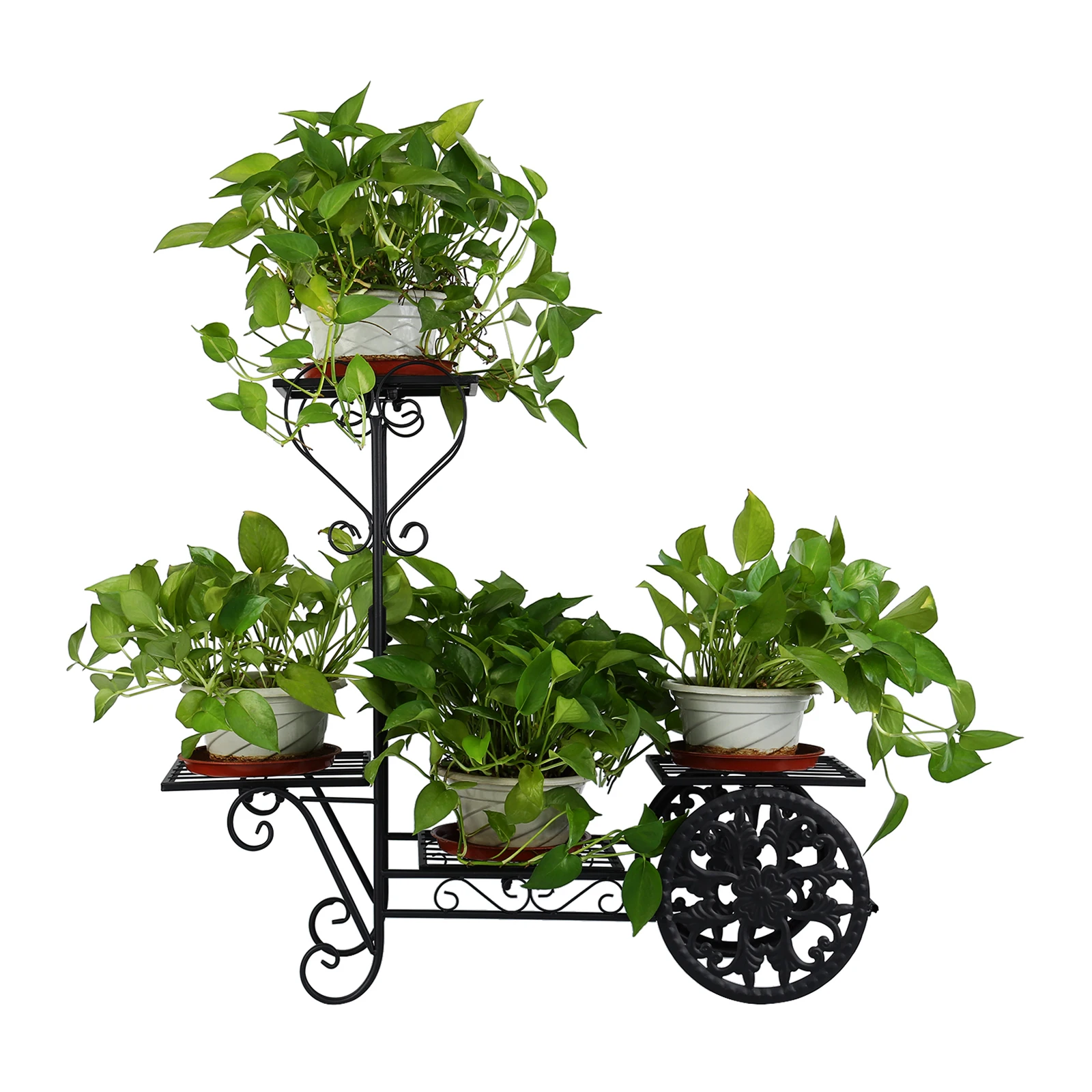 

Honhill 4 Tier Metal Shelve Flower Pot Plant Stand Flower Plant Display Stand Rack Indoor Outdoor Garden Patio Base Holder Shelf