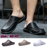 mens slippers eva slip on flats shoes walking shoes men half slipper comfortable soft household sandals size 40 47