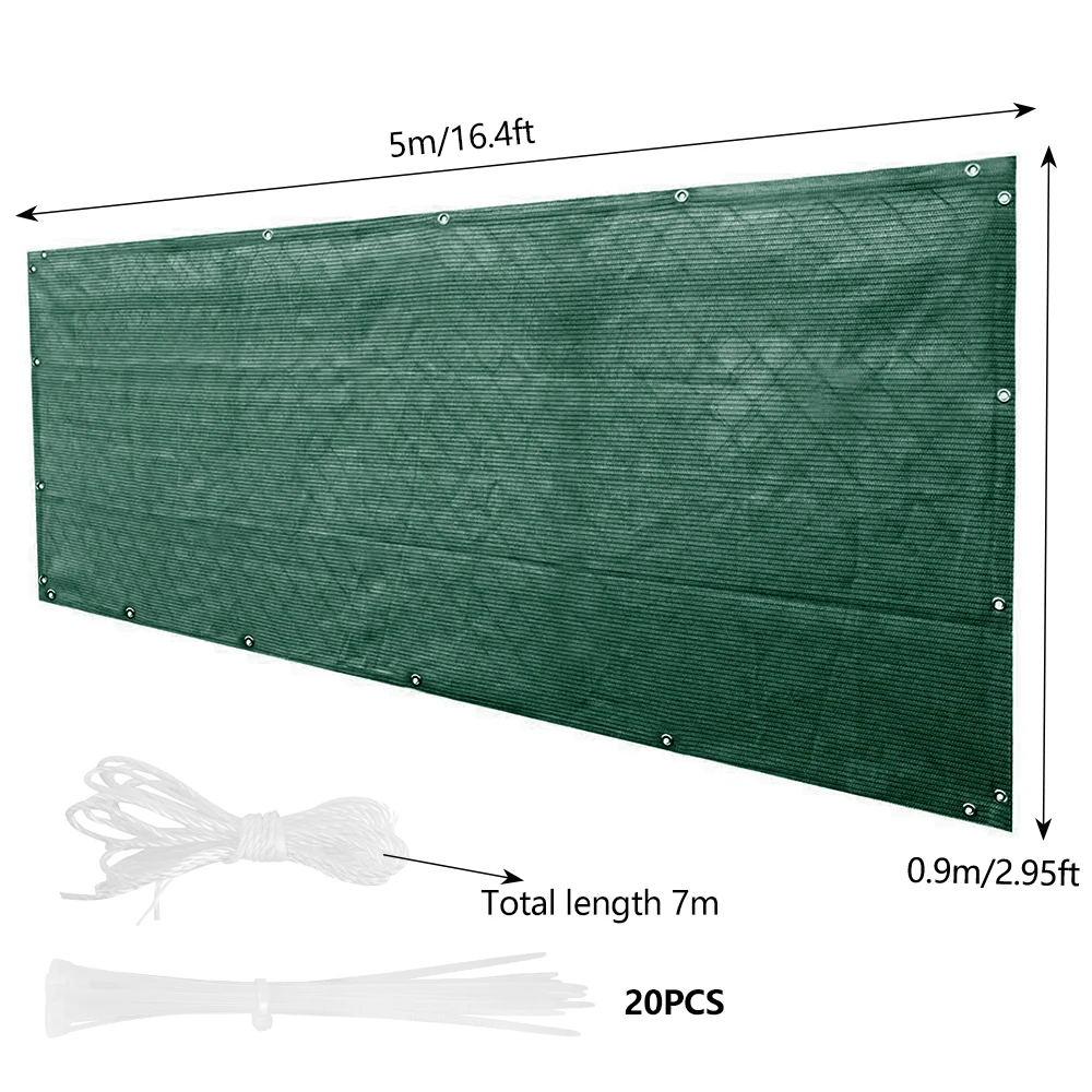 

90x500cm Fence Sunshade Weatherproof Privacy Protector Balcony Cover with Cable Ties HDPE Balcony Privacy Screen Windbreak Net