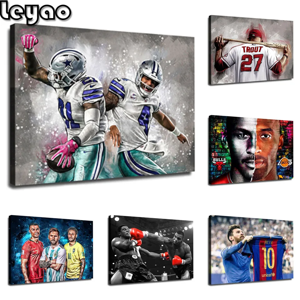 

Diamond Painting Full Square Diamond Mosaic Embroidery Wall Art Team Star Football Basketball Baseball Rugby Boxing Fighting