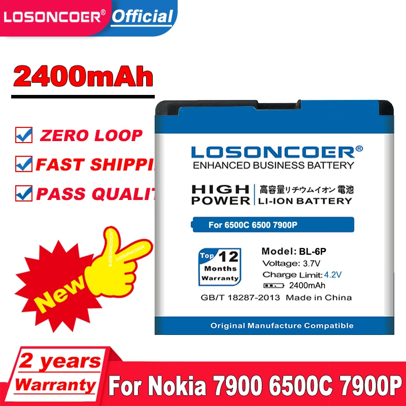 Аккумулятор LOSONCOER для Nokia 6500c 2400 мАч аккумулятор 6500 7900P 7900|Аккумуляторы мобильных