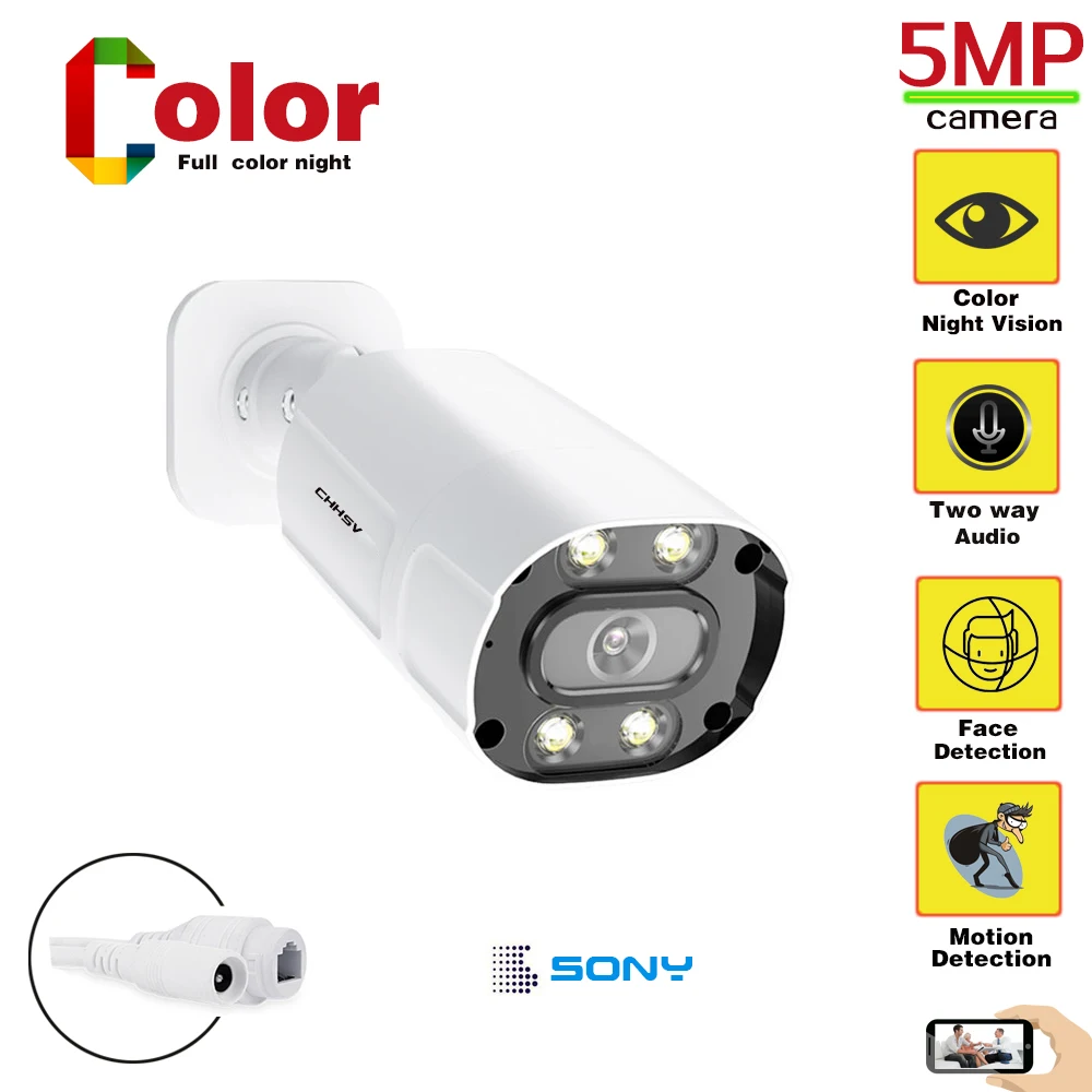 

Full Color Night Vision Security Camera 4K Outdoor Two-Way Audio POE CCTV Video Surveillance IP Camera HD 8MP 5MP Bullet IP Cam