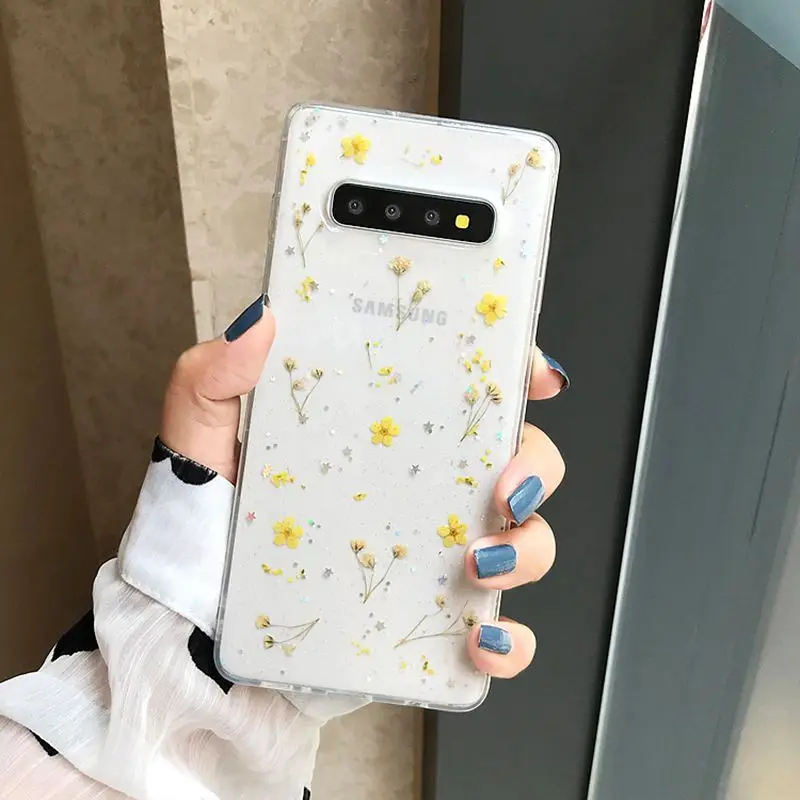 DCHZIUAN настоящая трава цветок чехол для телефона samsung Galaxy S9 Plus S10 Plus S10 S9 модный прозрачный мягкий силиконовый чехол
