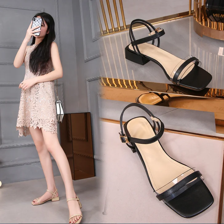 

2021 New Summer One-line Female Shoes Fairy All-match Comfortable Low-heel One-line Buckle Simple Female Sandals fashion shoes