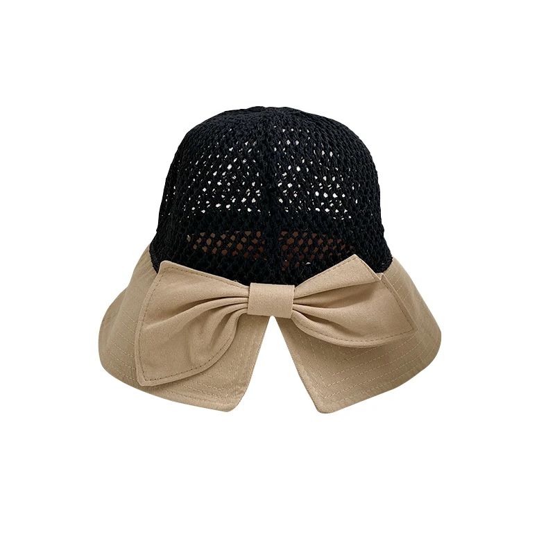 

New spring and summer 2021 hollow two-color stitching knit hat leisure breathable sunshade hat children hats for women