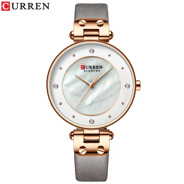 gray Relogio Feminino CURREN часы женские роскошные Брендовые женские кварцевые наручные часы кожаные водонепроницаемые часы Reloj Mujer Часы для девочек - Цвет: gray