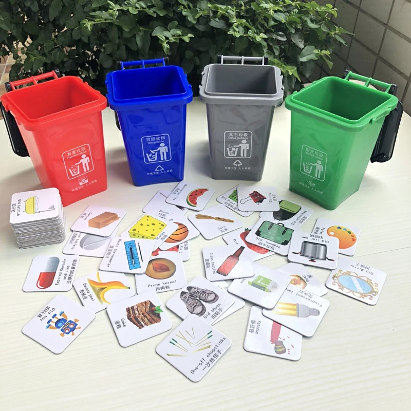 Candice guo plastic toy refuse classification garbage card match game Kindergarten baby Environmental protection education 1set | Игрушки и