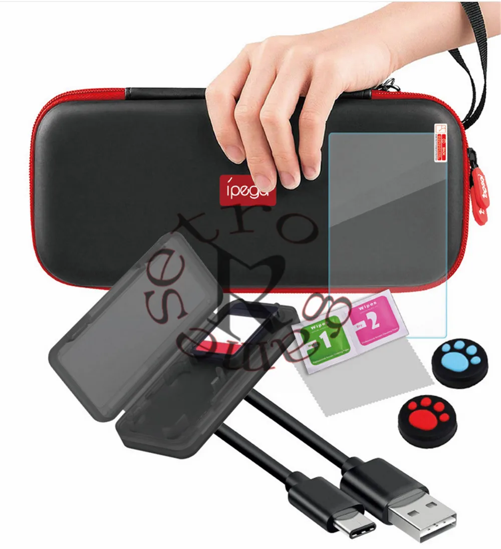 Ipega PG-SL001 для Switch Lite Набор 9 в 1 сумка хранения + коробка карт очистки закаленная
