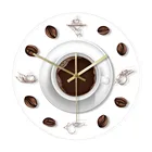 Настенные часы со светодиодный подсветкой, часы в форме кофейных зерен, современный дизайн, для кафе, кофе, кружка, часы для кухни, акриловые настенные часы