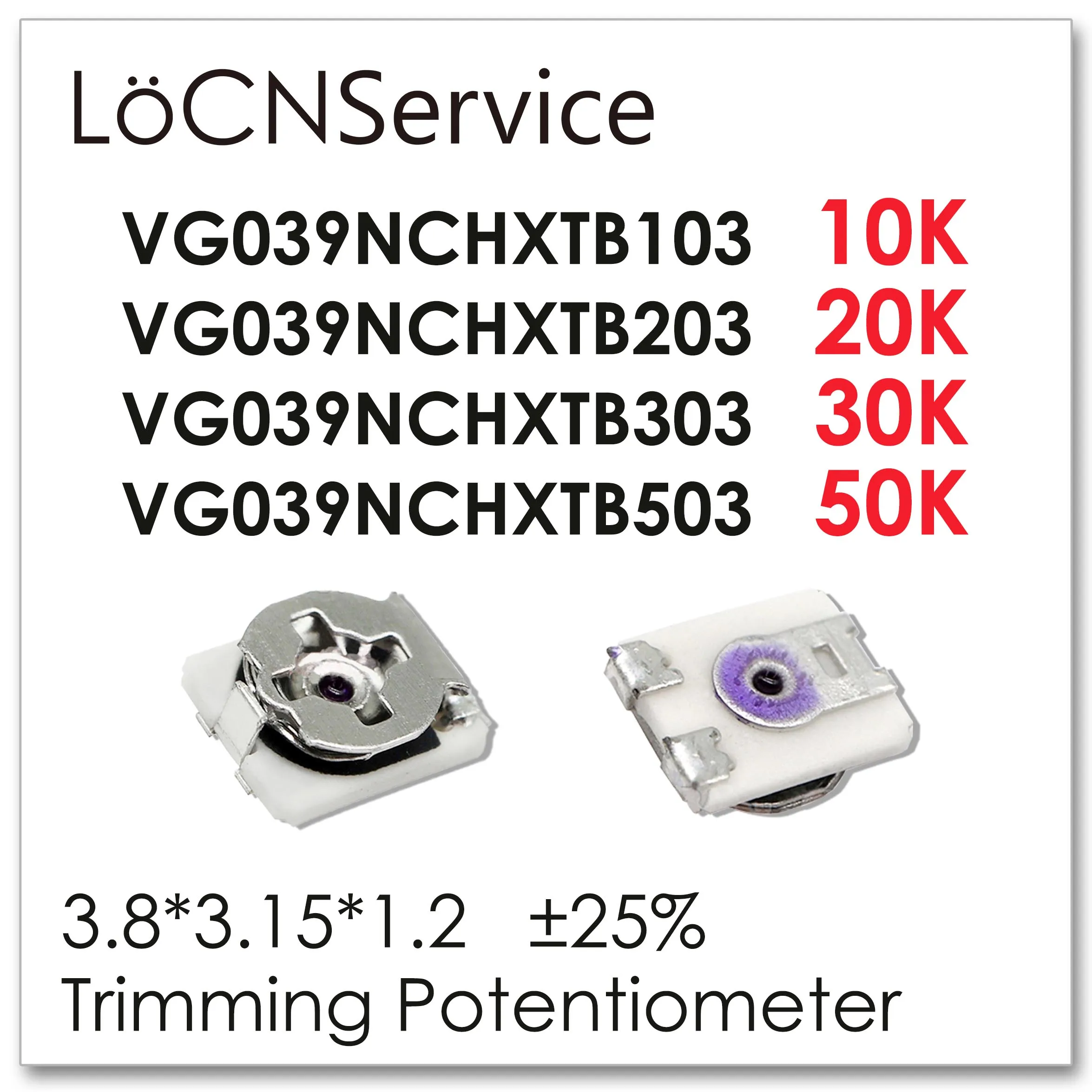 Smd de Alta Locnservice Vg039nchxtb203 10 Vg039nchxtb103 20k Vg039nchxtb303 30k Vg039nchxtb503 50k Qualidade 3*3 3.8*3.15*1.2 25% k