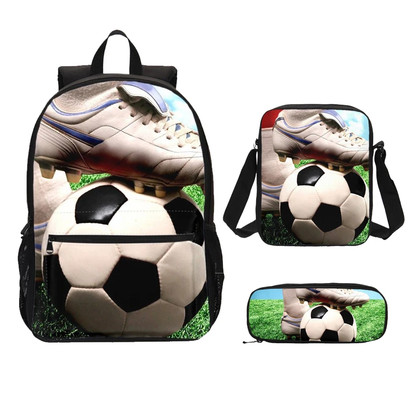 3Pcs/Set Portfolio School Bags Boys Girls Fashion Cool Sports Football 3D Printing Backpack Teenage Kids Bookbag Mochila Escolar | Багаж и