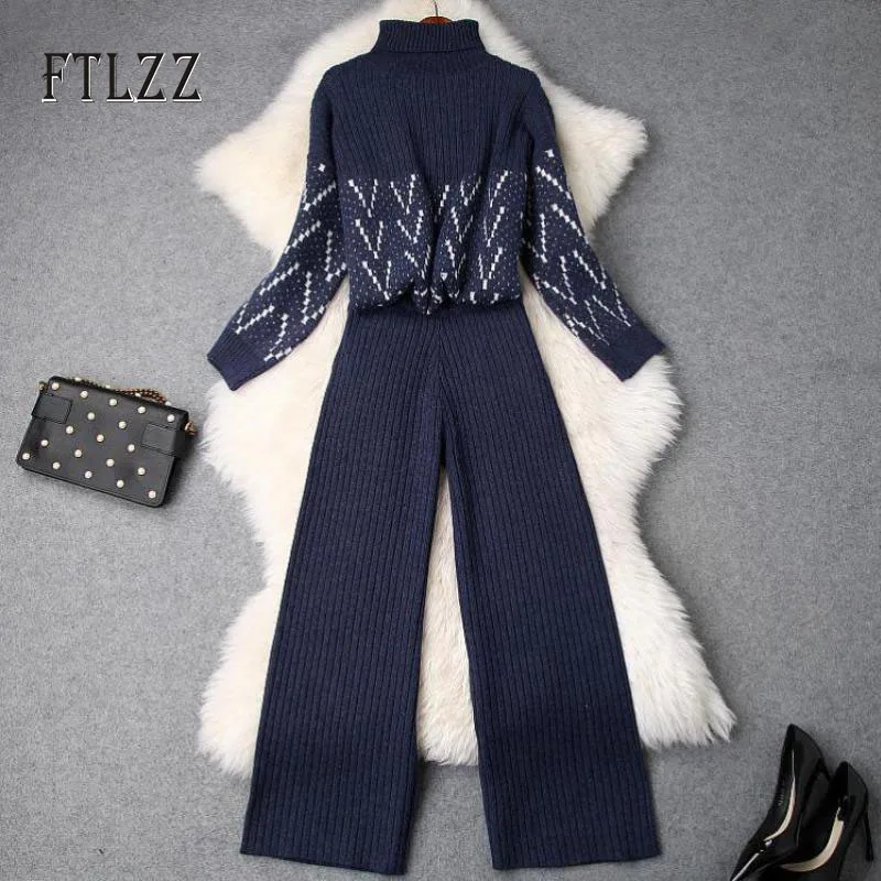 Модный женский спортивный костюм вязаный свободный комплект из двух предметов