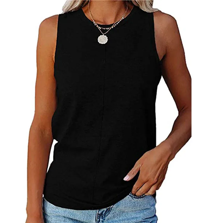 

2021_Summer new style foreign trade vest sleeveless solid color loose ladies T-shirt top XX04