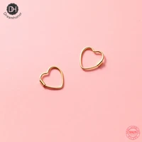 dreamhonor s925 simple sweet heart buckle earrings for women fashion heart shaped circle piercing earrings jewelry smt019