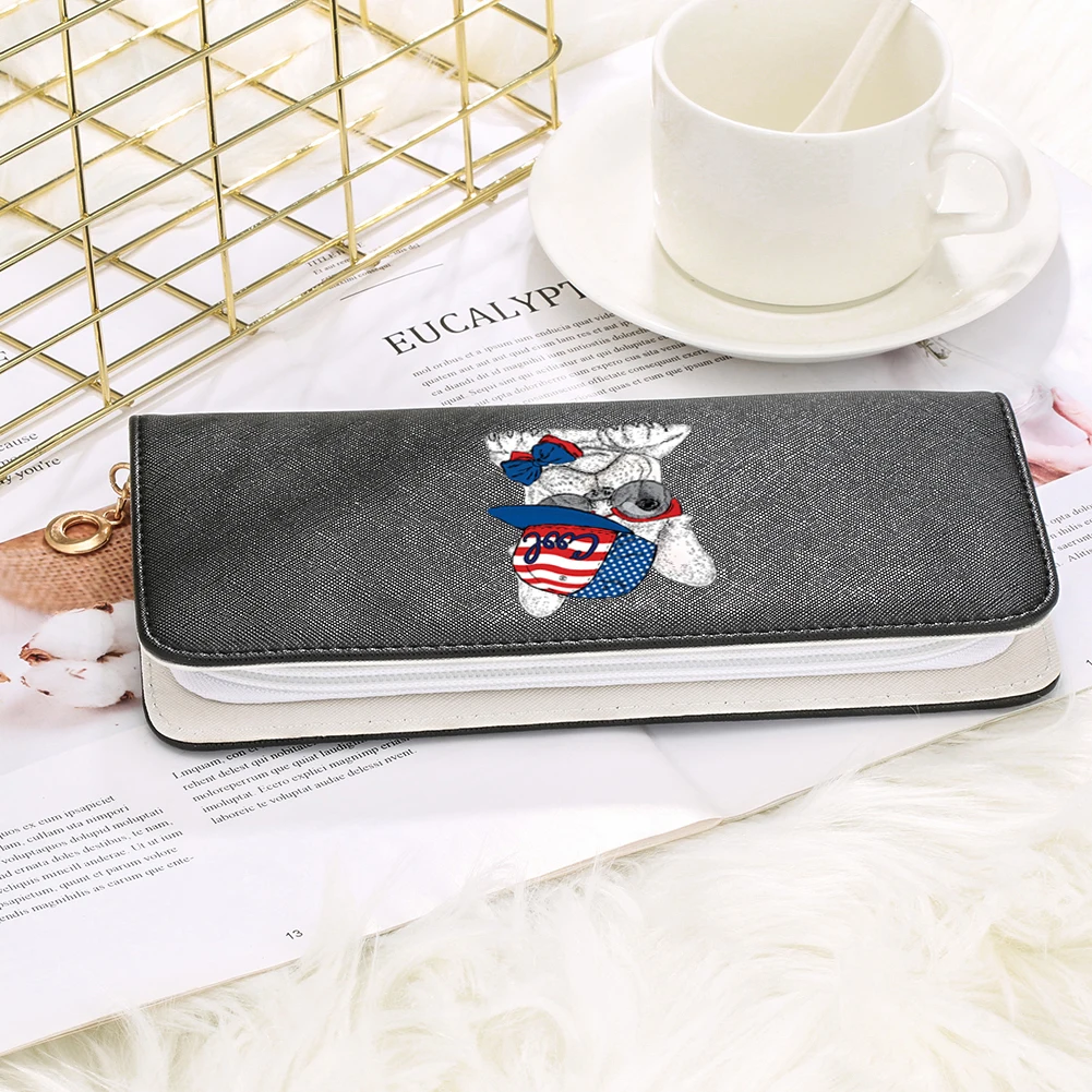 Симпатичный кот собака принты Длинные Стильные женские кошельки