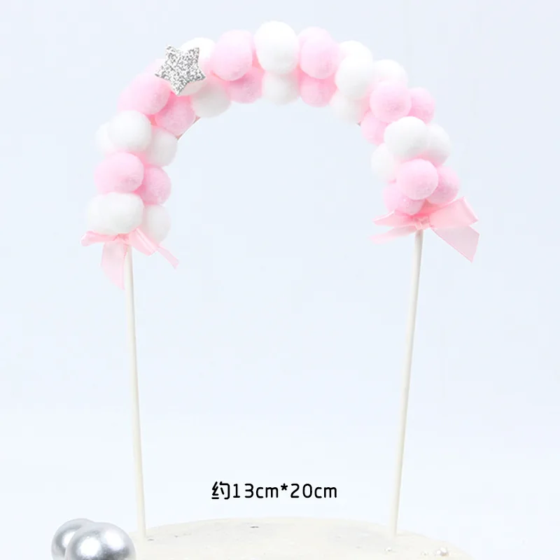 1 шт. розовый синий мягкий помпон облако торт Топпер Happy День Рождения Форма для