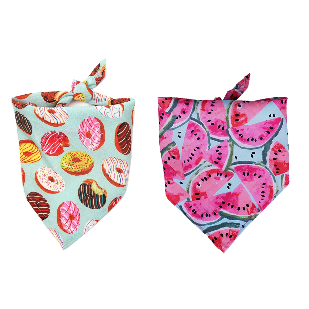 

Dog Bandana Large for Summer Doughnut Watermelon Scarfs Small Medium Dogs Reversible Pet Bandanas Accessories Bibs Kerchief Set