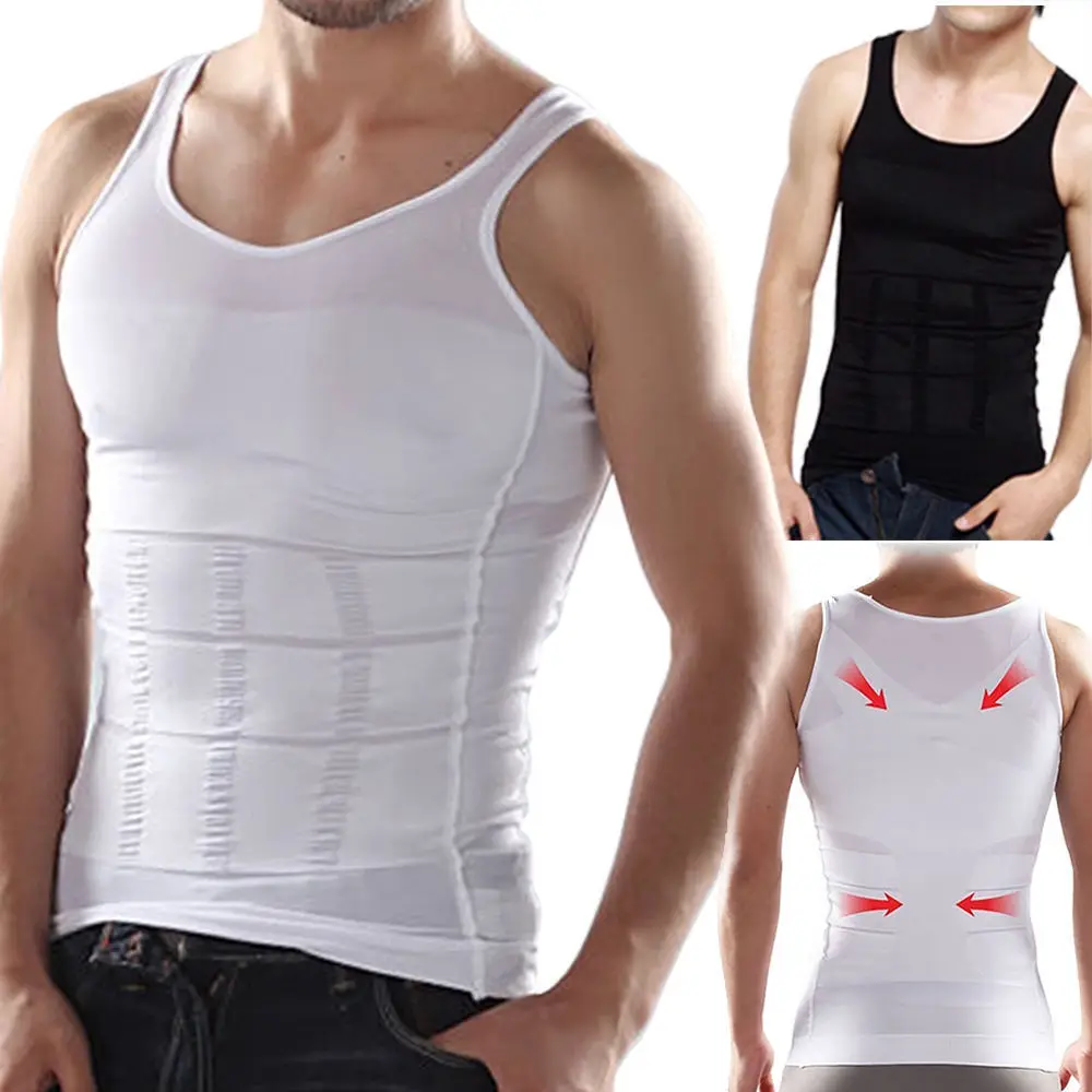 

Men Casual Body Slimming Tummy Shaper Belly Underwear Shapewear Waist Girdle Black White Shirt 2020 Hot