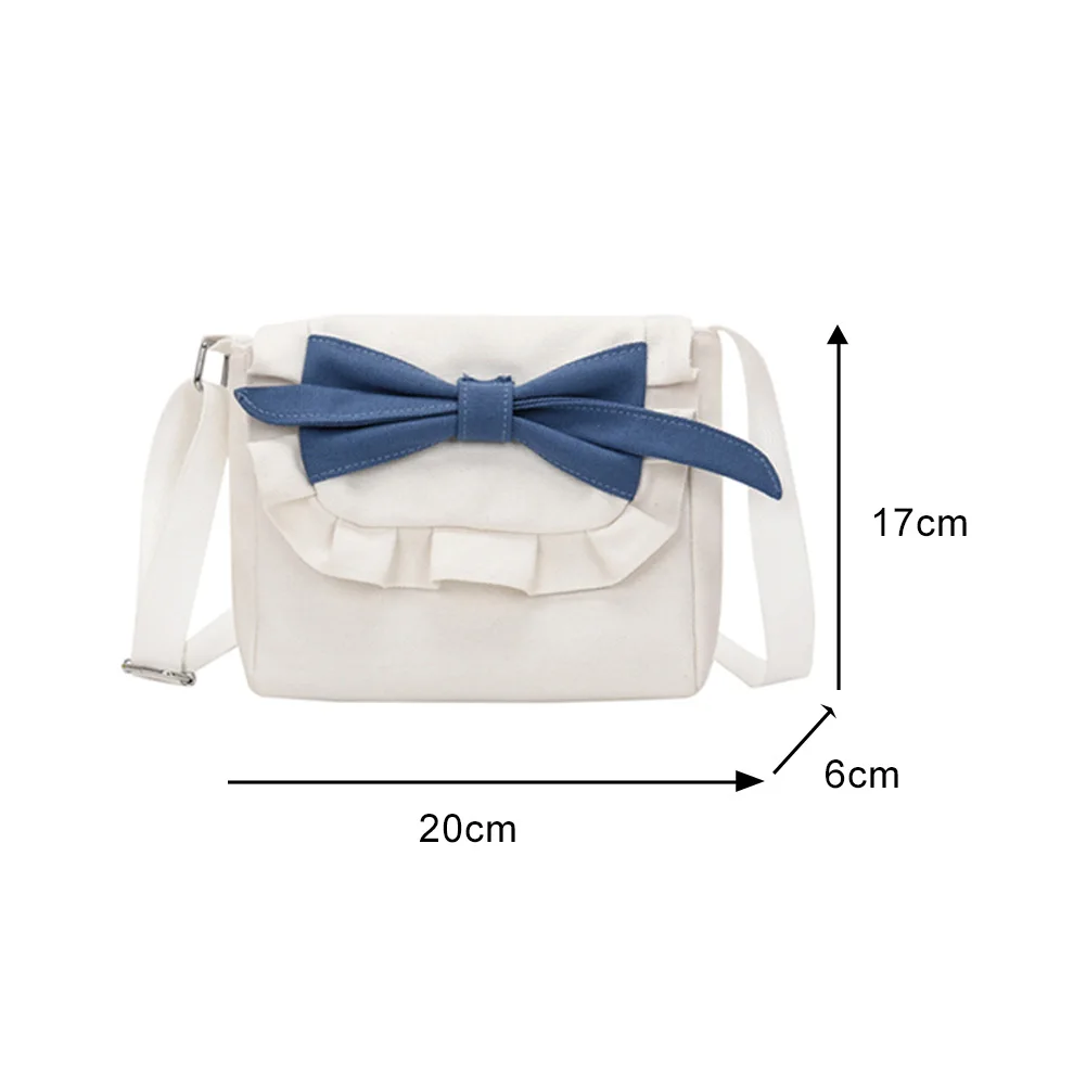 

Fashion Bowknot Messenger Bag Women Canvas Casual Hit Color Small Flap Shoulder Crossbody Bags Lady Elegant Travel Satchel Pouch