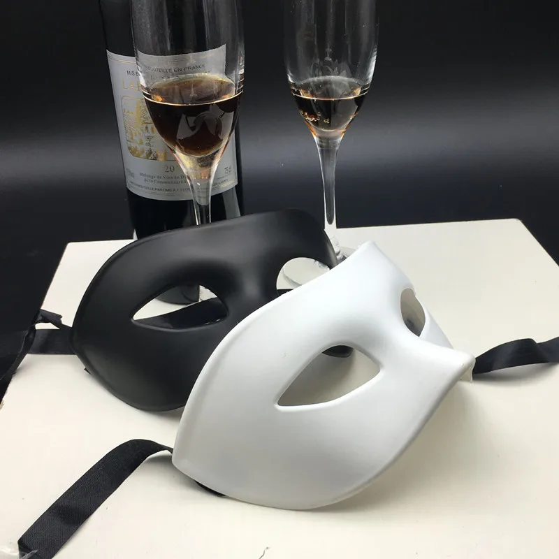 Маскарадная Черная мужская маска на Хэллоуин половина лица белая индивидуальная