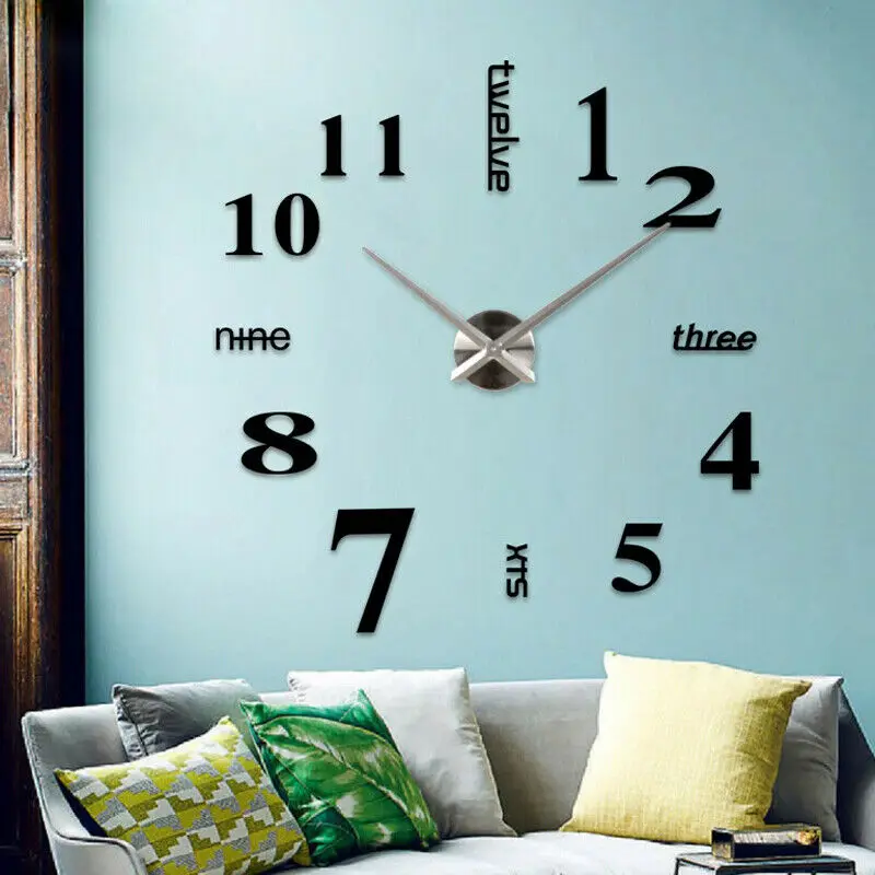 Современные большие настенные часы &quotсделай сам&quot набор роскошных 3D зеркальных