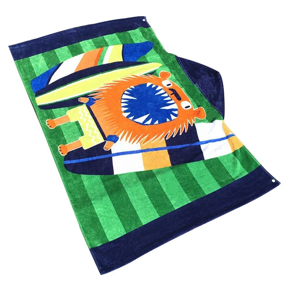 Детское пляжное полотенце с капюшоном хлопковое супер абсорбирующее милым